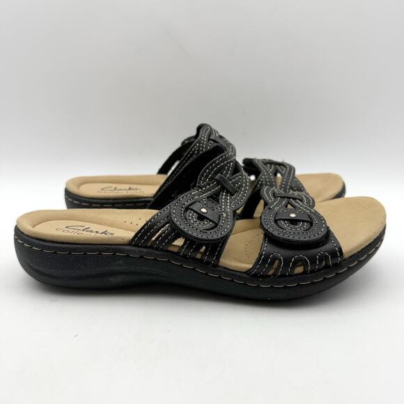 Clarks Womens Laurieann Dusk Sandals US 6 M EU 36 Black Slip On GUC - Picture 3 of 13